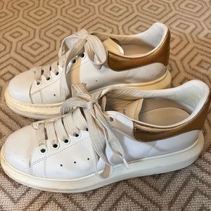 Alexander McQueen white and gold sneakers